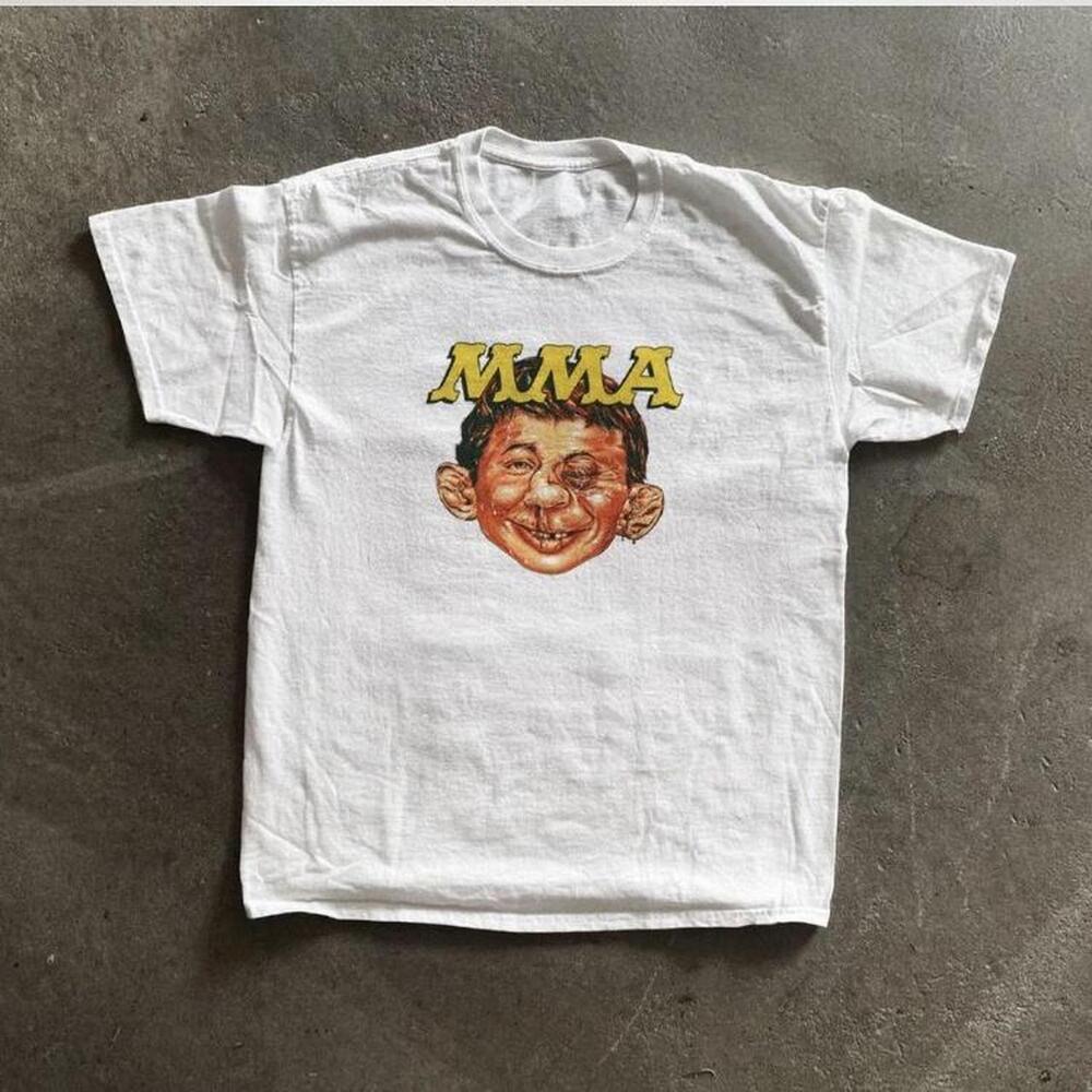 White Mma Tee With Yellow Print Streetwear